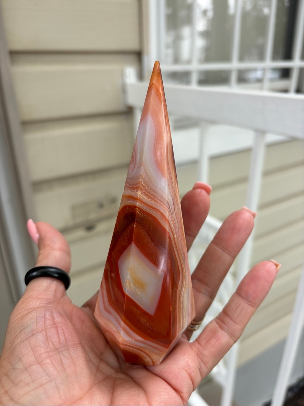 Polished Carnelian Agate Obelisk - Orange Decorative Accent